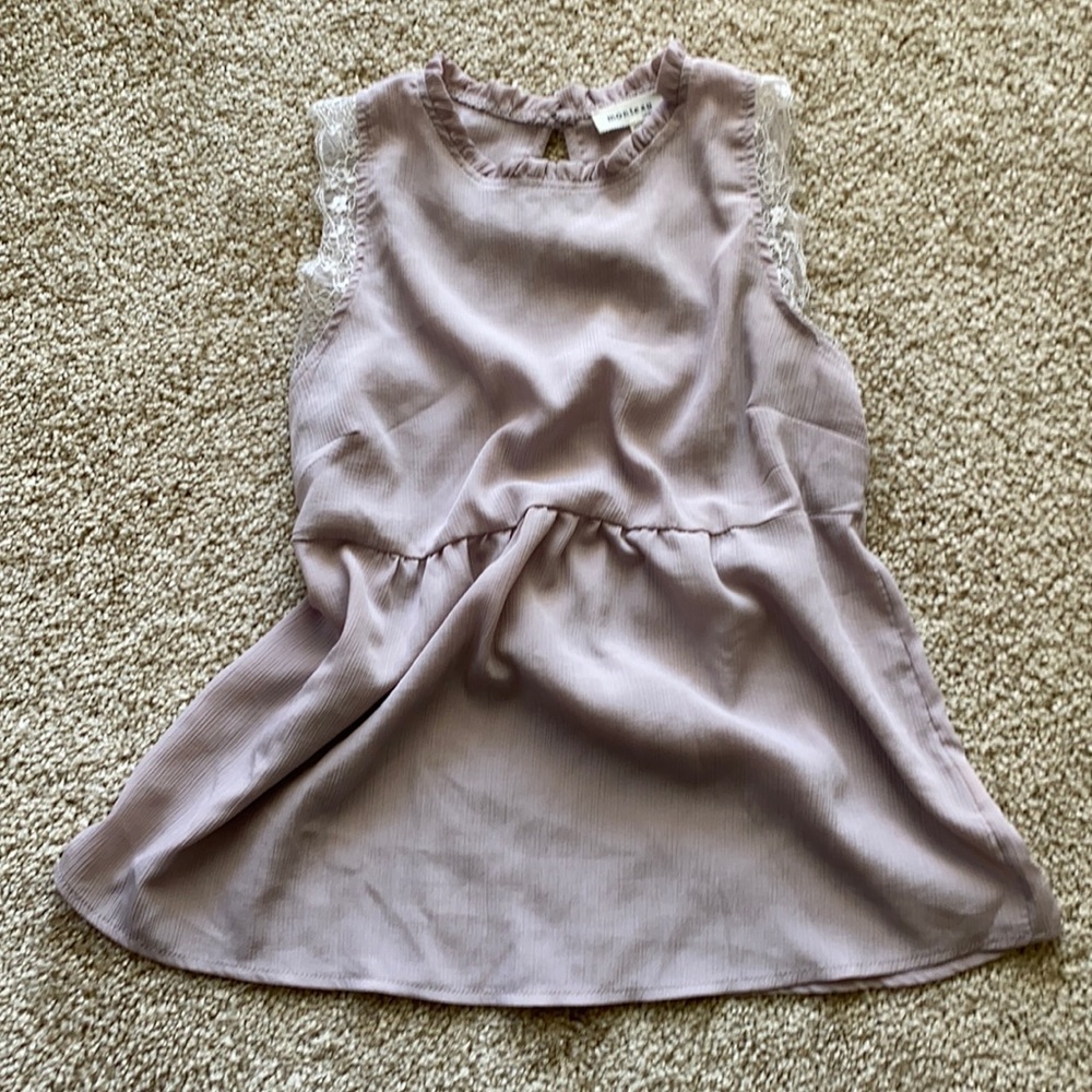 Monteau blush tank top ruffle around high neckline